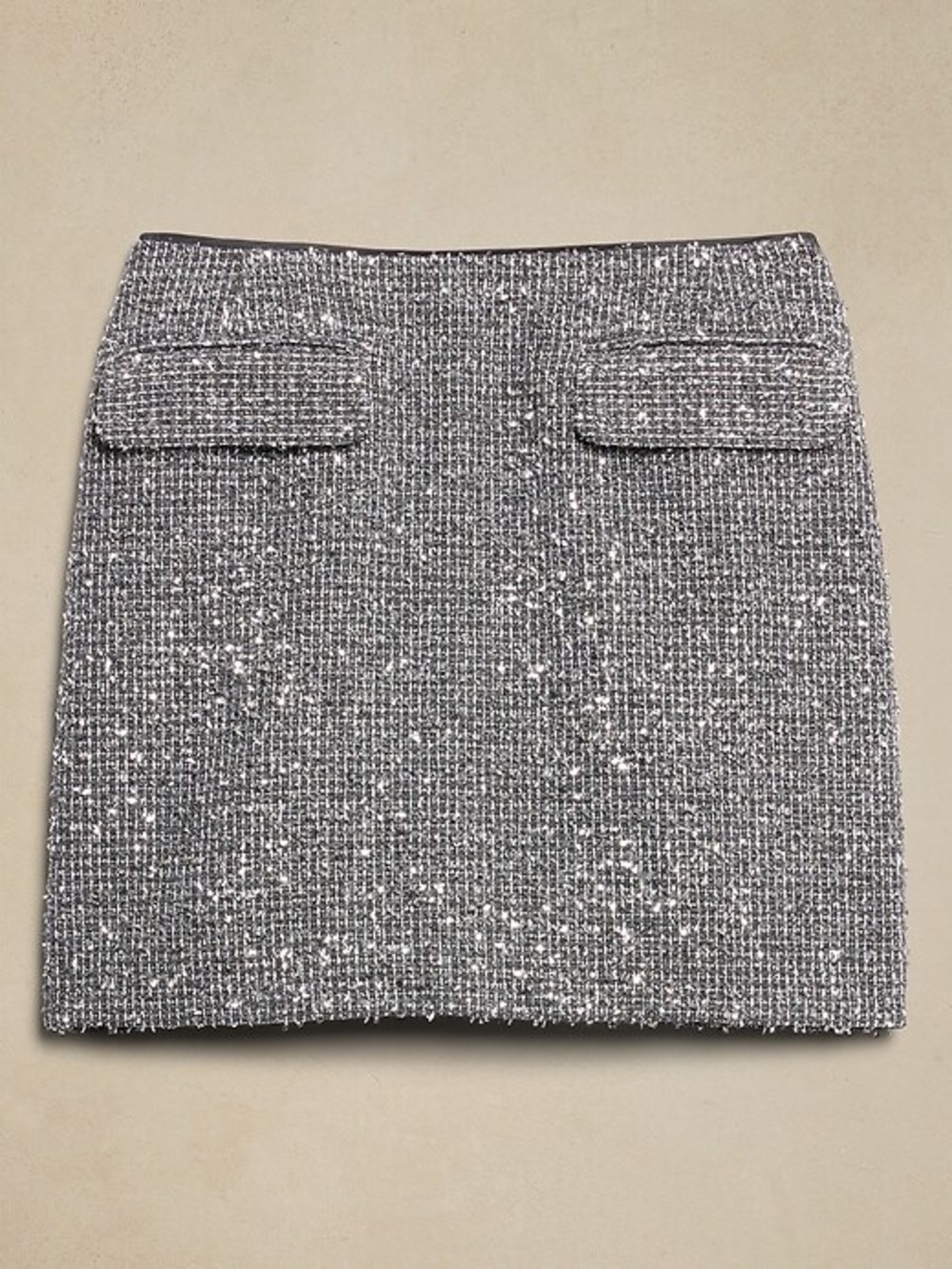 Banana Republic Metallic Silver Tweed Mini Skirt